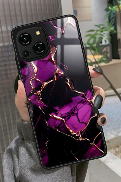 Reeder S23 Pro Max Uyumlu Mor Mermer Tasarımlı Glossy Premium Kılıf