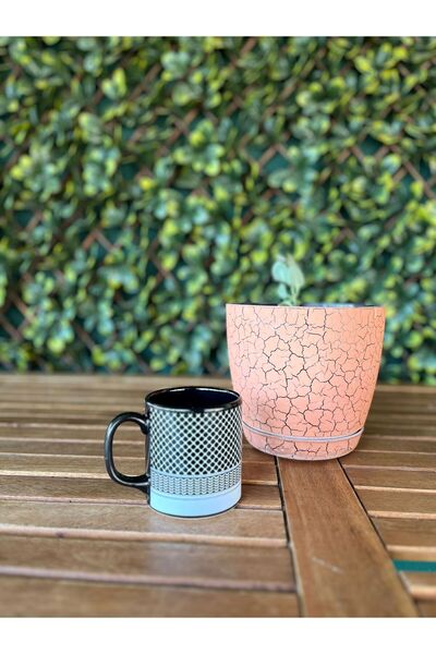 VOLİA Modern Black and White Patterned Ceramic Mug - Coffee & Tea Cup