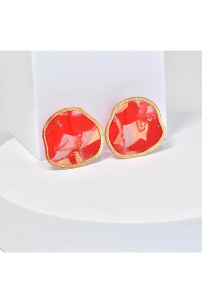 NARRU Handmade earrings, red, cream, gold Arya 40