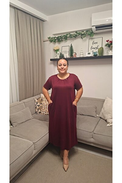 Butik Cep Detaylı Modal Kumaş Elbise
