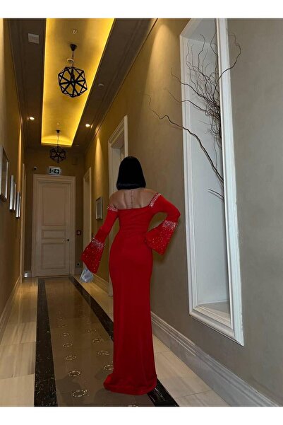 Modafeminen Βραδινό φόρεμα Scuba Spanish Sle Stone Detail 583128 ΚΟΚΚΙΝΟ