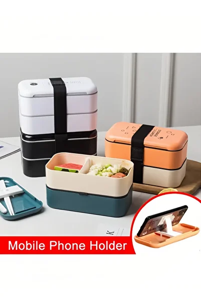 Saharaz Double Stainless Deck Lunch Box,With Storage Bag,Leakproof,Portables,Easy to Clean