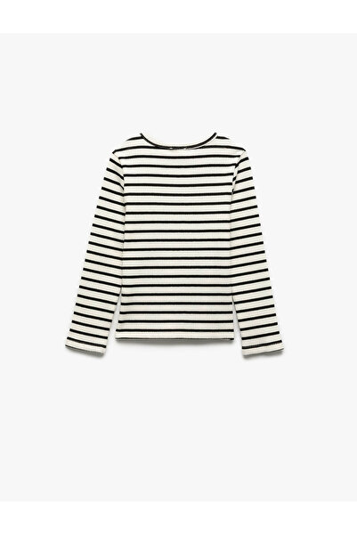 Koton Μακρυμάνικο μπλουζάκι με ριγέ μαύρο κορίτσι 6WKG10288AK