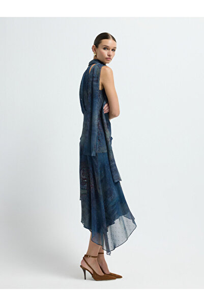 adL Desenli Şifon Elbise