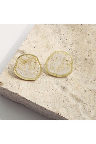 NARRU Handmade Arya earrings, white and gold, 36