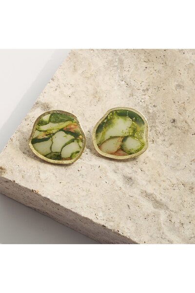 NARRU Handmade earrings Arya, green and gold, 10