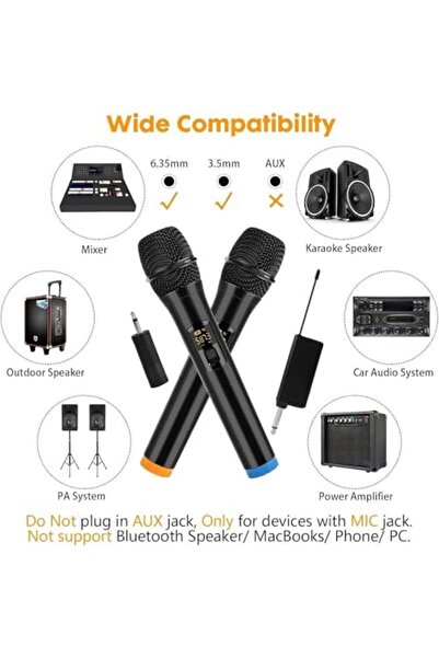 Generic NEW Wireless Microphone, Dual Portable Handheld Dynamic Microphone with Rechargeable Receiver, Cordl