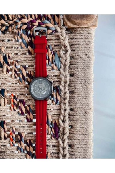 Arkaan Emzuri Men's Watch with Red Rubber Strap | EAR002M741740