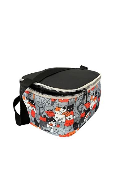Moserini Cute Cat Pattern Lunch Box with Thermos Waterproof Thermal, Hot Cold Food Carry Bag