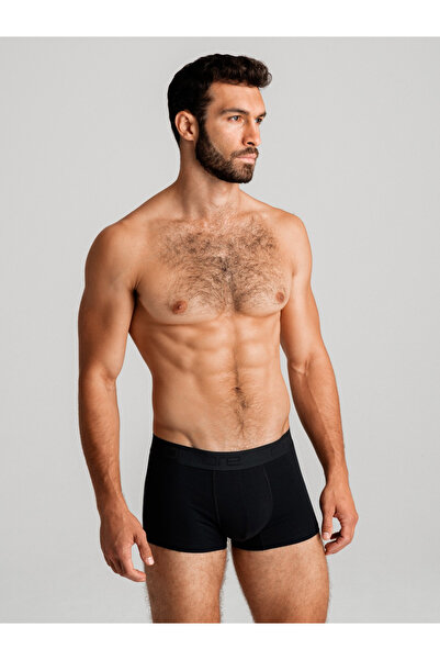 OMBRE Herren Baumwoll-Boxershorts mit Logo - 3er-Pack schwarz V1 OM-UNBO-0105