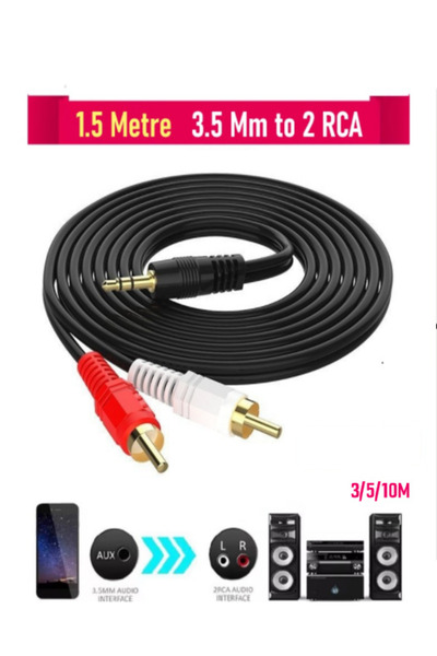 Vwin 2RCA 3.5Mm Stereo Lale 2 x RCA Aux Ses Kablosu (1.5 Metre)