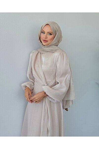Adalenna Moda Tasarım Parlak Şık Kendinden Bağlamalı Abiye