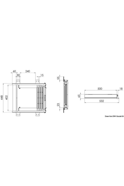OSCULATI TopLine Telescopic Ladder with Slide, 4 Teak Steps, Tube Diameter 44/38/32/25 mm