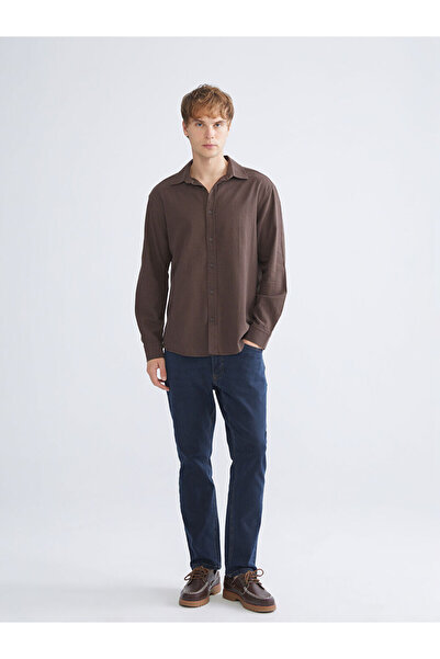 LC Waikiki Selecții strălucitoare de la Shining Store |   Cămașă pentru bărbați cu mânecă lungă, cu aspect de in, cu o formă normală