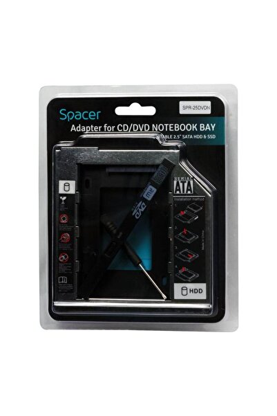 Spacer RACK interný SPR-25DVDN, nosič 12,7 mm, 5,25" - 2,5", interfata PC SATA (Negru)