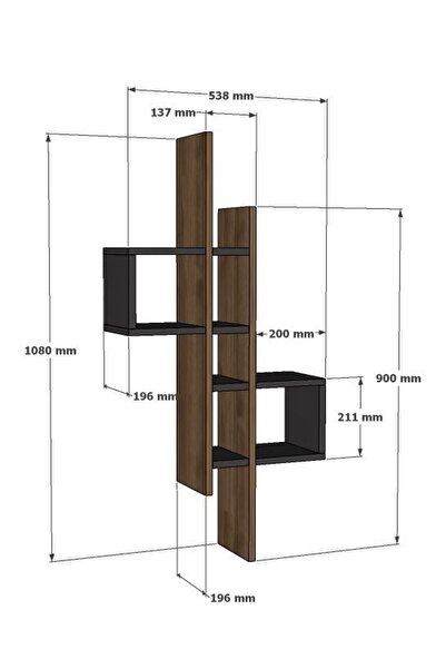 UnicUtil Rafturi perete, Solid Edge, UnicUtil, 53 x 108 x 19 cm, Stejar Gri