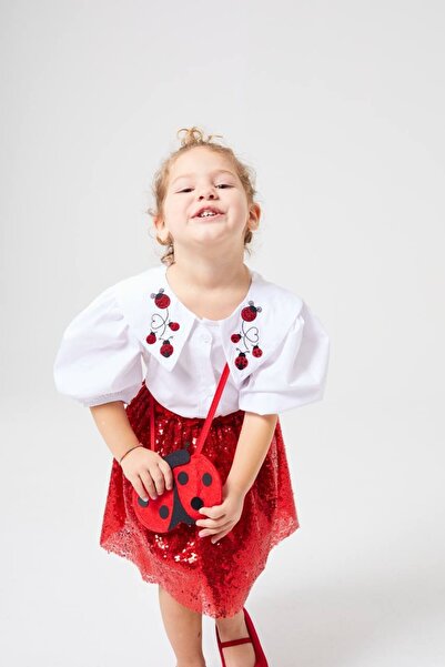 Pinkitokids Ladybug Embroidered Skirt Suit (Bag Gift)