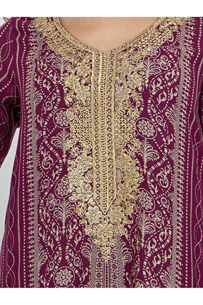 Maxim Creation By Styli Gold Thread Embroidery Jalabiya with All Over Print