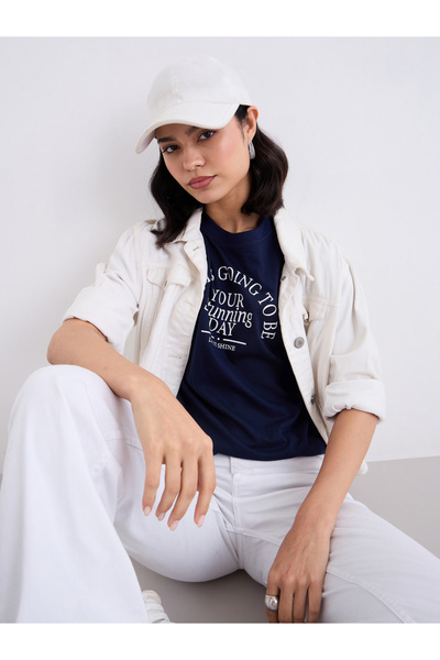 Styli Slogan Print Regular Fit T-Shirt