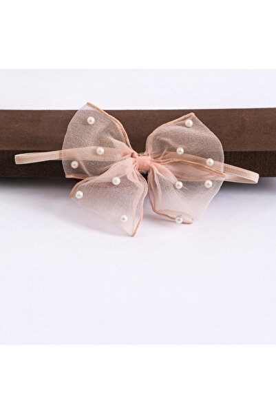 Cumino Pearl Checked Tulle Bow Headband