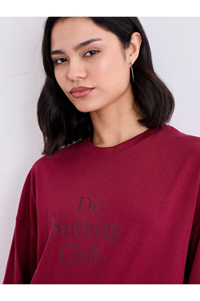 Styli Slogan Print Oversized Longline T-Shirt