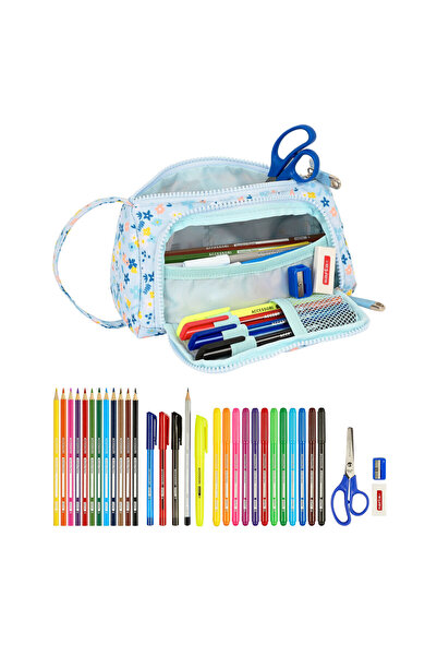 Moos School Case with Accessories Lovely Blue (32 Pieces)