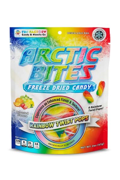 Candy Arctic Bites Freeze Dried Rainbow Twist Pops 60 Gr
