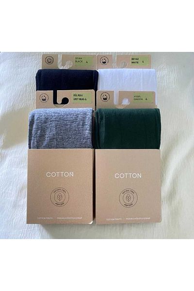 DÜVEN Colorful 4-Piece Cotton Women's Pantyhose Cotton & Matte 60 Den Pantyhose (Natural Yarn)