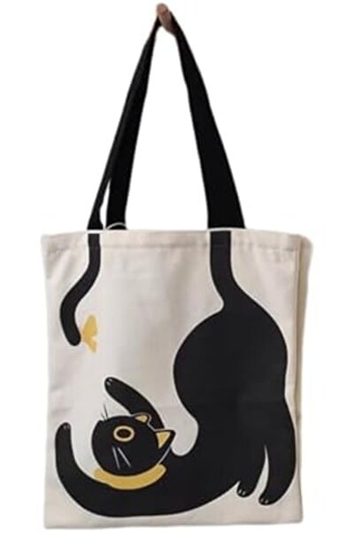 Skycare Canvas Tote Bag, Reusable Shopping Bag, Book Shoulder Tote Bag with P...