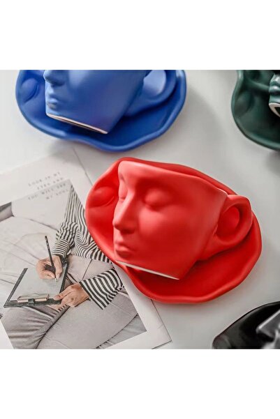 HEPBİMODA Porcelain Mug Cup Coffee and Tea Saucer Spoon Gift for Lover