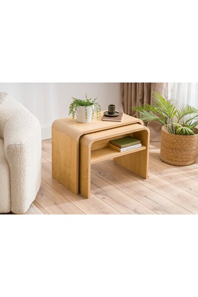 Vivense GİRONA İKİLİ C SEHPA TAKIMI, MEŞE