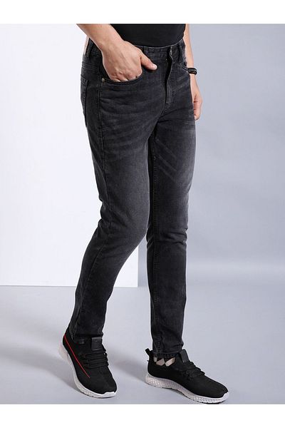 The Indian Garage Co By Styli Men Black Mid Rise Slim Fit Jeans