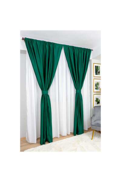 Harnicuta Set of 2 Emerald Green Blackout Curtains 2 X L 200cm X H 265cm With Rejansa, BOTD004_plc_2x200x265