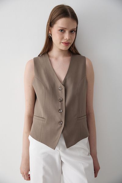 JASTE Women's Lined Button Detailed Vest