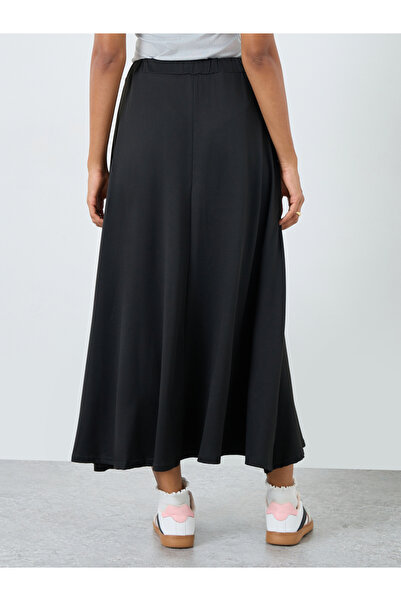 Styli Solid A-Line Maxi Skirt with Side Slit
