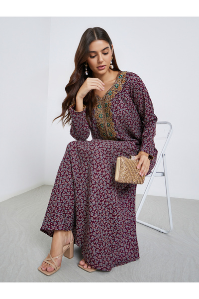 Maxim Creation By Styli Multi Thread Embroidery Jalabiya with All Over Print