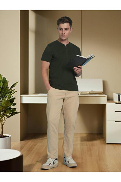 Dennis Lingo By Styli Buttoned Round Neck Pure Cotton T-Shirt