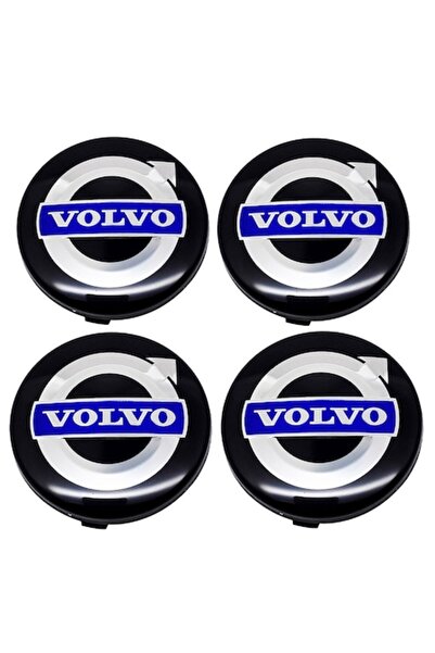 Volvo Set 4 capace centrale negre + albastre pentru jante din aliaj