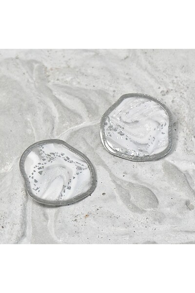 NARRU Handmade earrings, white, translucent, silver Arya 34