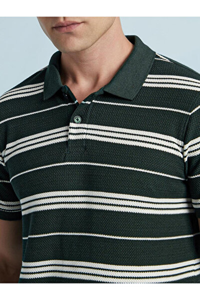 Dennis Lingo By Styli Men Dark Green Regular Fit Striped Polo