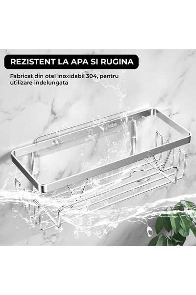 Elindor Set of 3 Elindor® Shower Shelves, Stainless Steel, Strong Adhesive, Gray