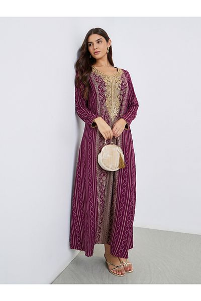 Maxim Creation By Styli Gold Thread Embroidery Jalabiya with All Over Print