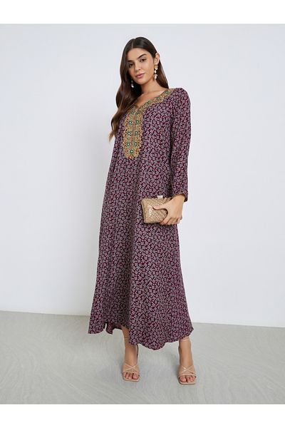 Maxim Creation By Styli Multi Thread Embroidery Jalabiya with All Over Print