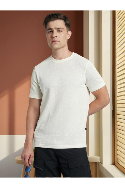 Dennis Lingo By Styli Men Textured Regular Fit Cotton Blend T-Shirt