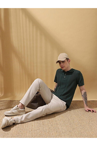 Dennis Lingo By Styli Men Green Relaxed Fit Flat Knit Polo