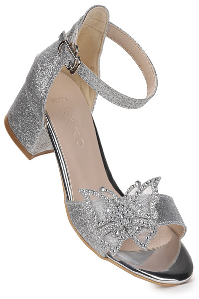 Kiko Kids Zete Sand Glitter Girls' 4 cm Heeled Sandals Evening Dress Shoes