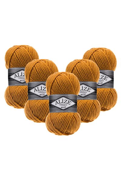 Alize Superlana Maxi 5-Pack –02 -Thick Knitting Yarn for Winter Sweater Cardigan and Scarf