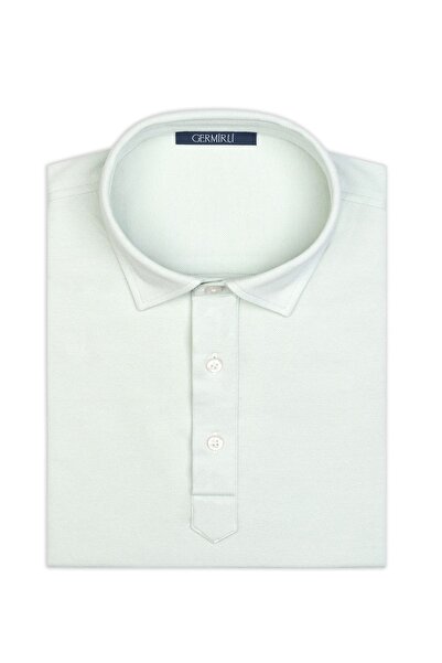 Germirli Mint Green Shirt Collar Regular Fit Mercerized Cotton T-Shirt