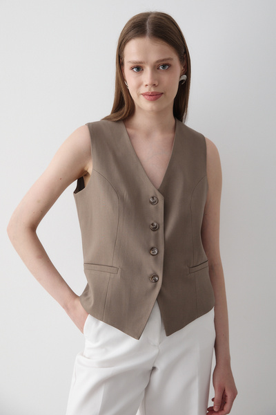 JASTE Women's Lined Button Detailed Vest