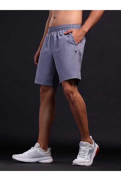 Technosport By Styli Men Plain Grey Shorts with Zip Pocket